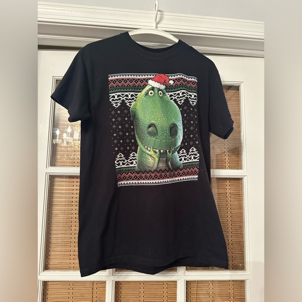 Rex Toy Story Black Holiday Graphic T-Shirt size medium unisex